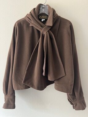 Norma Kamali Dark Brown Boxy Cropped Jacket Size M